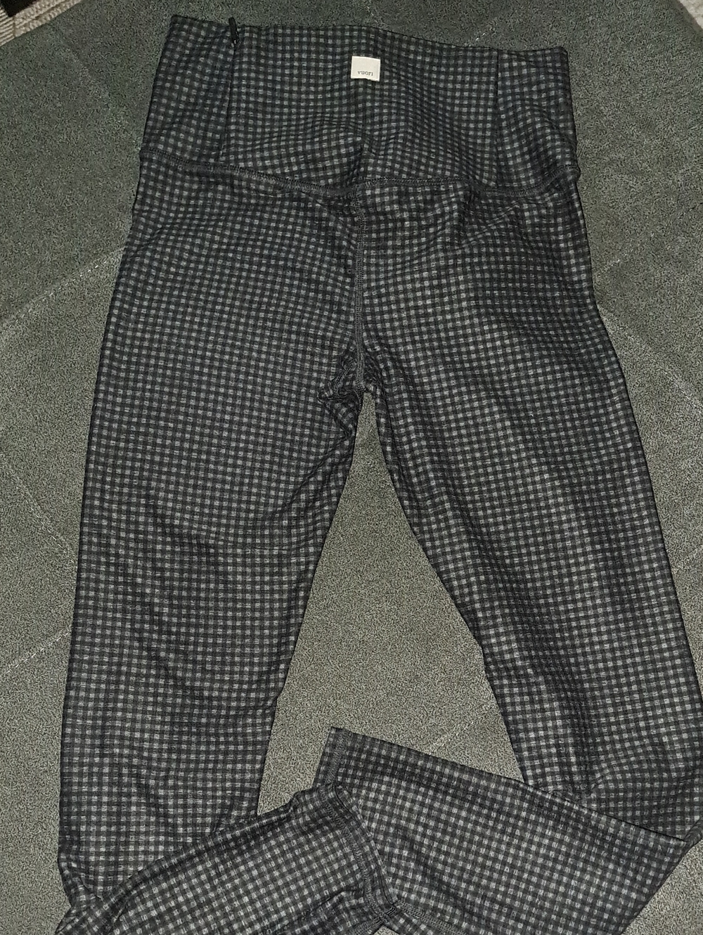 Vuori Black Plaid High-Rise Leggings W/pocket ,Small.